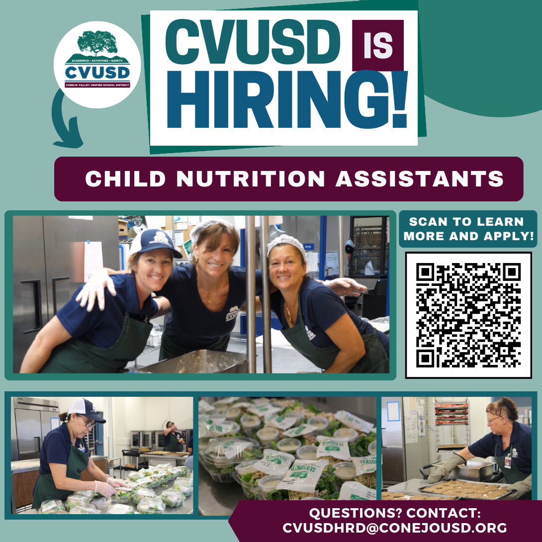  CVUSD is Hiring: Join Our Child Nutrition Team!
